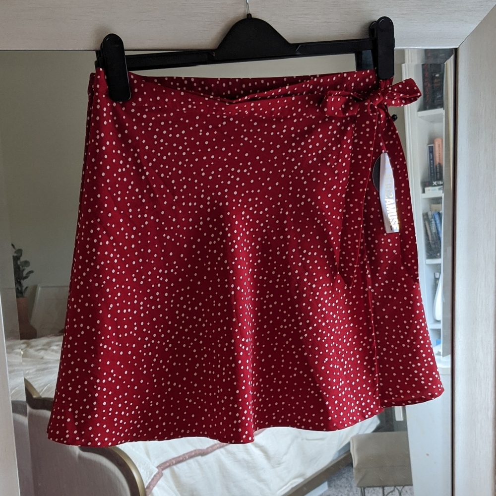 Polka dot wrap skirt